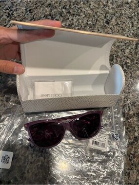 Jimmy Choo Purple Sunglasses with White Textured Case NWT